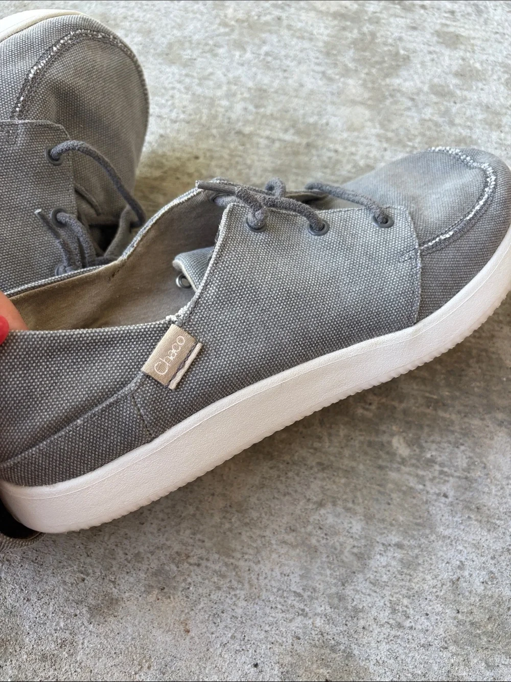 Chaco Gray Canvas Lace-Up Low-Top Sneakers